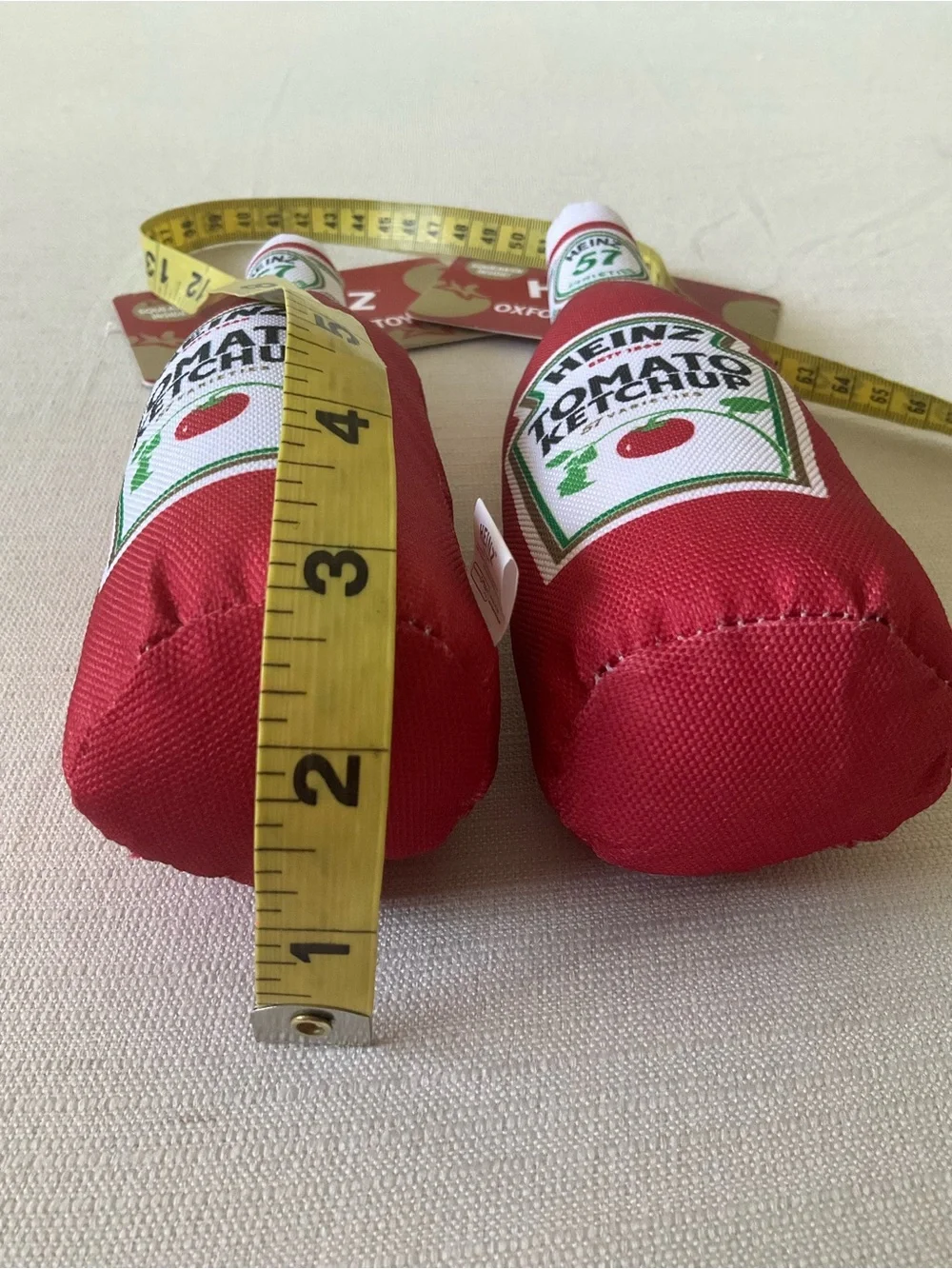 NWT HEINZ 2pc Set Red Tomato Ketchup Bottle Plush Oxford Crinkle Sound Dog Toy
